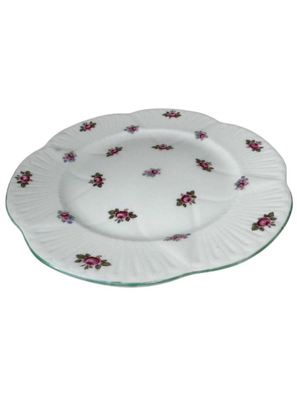 Shelley Bone China Pink Rosebud Pattern Luncheon Plate 13426 England Vtg Floral - Picture 9 of 12